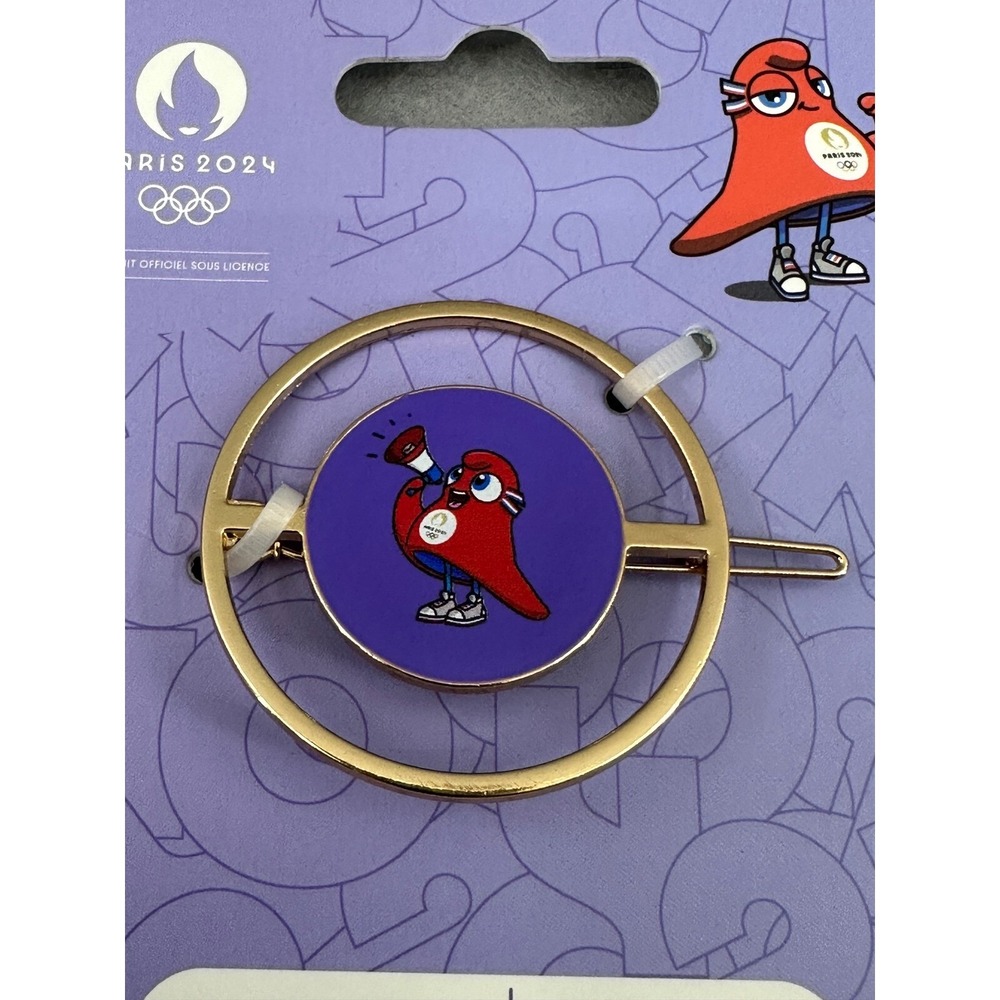 Paris 2024 Olympics Hair Clip Gold Tone Logo‎ Mascot Barrette Accessory